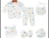 Soft Cotton Shirt,Trouser, Cap, Bib, Hand Gloves & Foot Cover Newborn Baby 6pcs