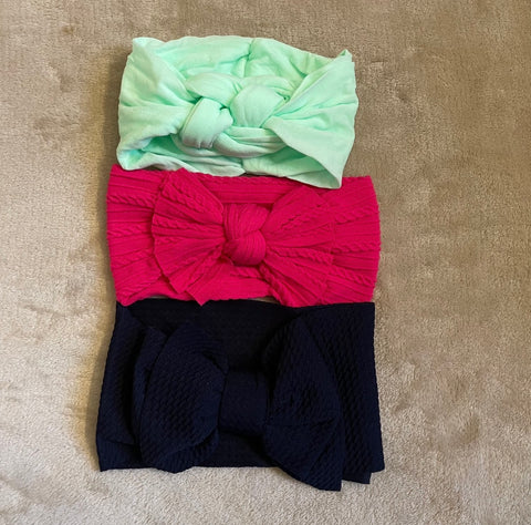 Knotted Big Bow Headband Set (3pcs)
