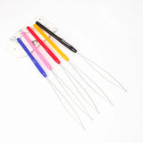 Long Needle Threader For Punch Needles Hair Extension Tool Micro Ring Bead Pulling Hoop Loop Feather