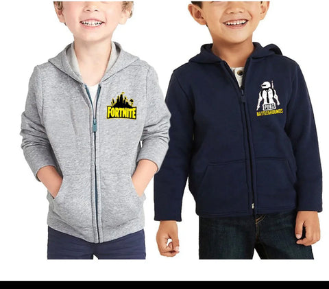 Fleece Printed Zipper Hoodie (Pack of 2)