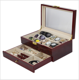 Luxury Wooden Double Layer Watch, Sunglasses and Jewellery Storage Box (Imported)