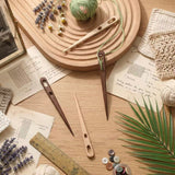 Handcrafted Wooden Darning Needles Set (2pc) – Natural Beech & Walnut Yarn Needles for Knitting & Weaving