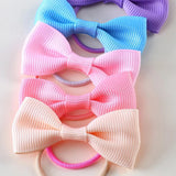 Girl Bow Solid Color Elastic Hair Ties (40pcs)