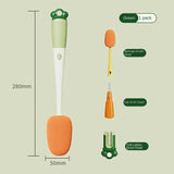 3-in-1 Multi-functional Cup Brush Carrot Shape Cleaning Brush, Sponge Brush Long Handle Water Bottle Cleaning