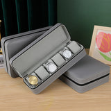 PU Leather Portable Watch Storage Bag with Zip  (6 Slots) - Grey