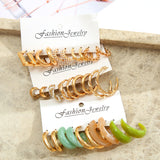 15 Sets Of Color Geometric C Alloy Resin Earrings