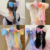 Kids Chiffon Bow Ribbon Hairpin