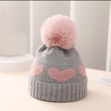 Newborn Infant Pompom Baby Cap Heart Printed