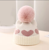 Newborn Infant Pompom Baby Cap Heart Printed