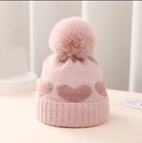 Newborn Infant Pompom Baby Cap Heart Printed