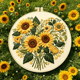 Warm Sunflower Embroidery Kit — Beginner Full Tool Set | Thread, Needle, Hoop & Pattern Included