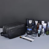 Business-Style Large Capacity Organizer Bag - Double-Layer Men's Luxury Toiletries Pouch with Zipper Compartments