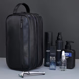 Business-Style Large Capacity Organizer Bag - Double-Layer Men's Luxury Toiletries Pouch with Zipper Compartments