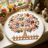 Beginner Embroidery Kit - Floral Branch Design | Thread, Needles, Frame & Pattern Included