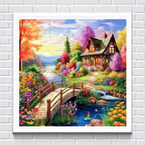Dreamy Forest Cabin 5D Diamond Painting Kit — Full Drill European Countryside Scenery | Wall Art Gift