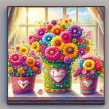 4-Pack Floral Diamond Painting Kit | 20×20cm | Full Round Drills | 5D DIY Wall Art for Adults & Beginners
