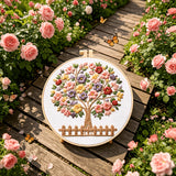 Beginner Embroidery Kit - Floral Branch Design | Thread, Needles, Frame & Pattern Included