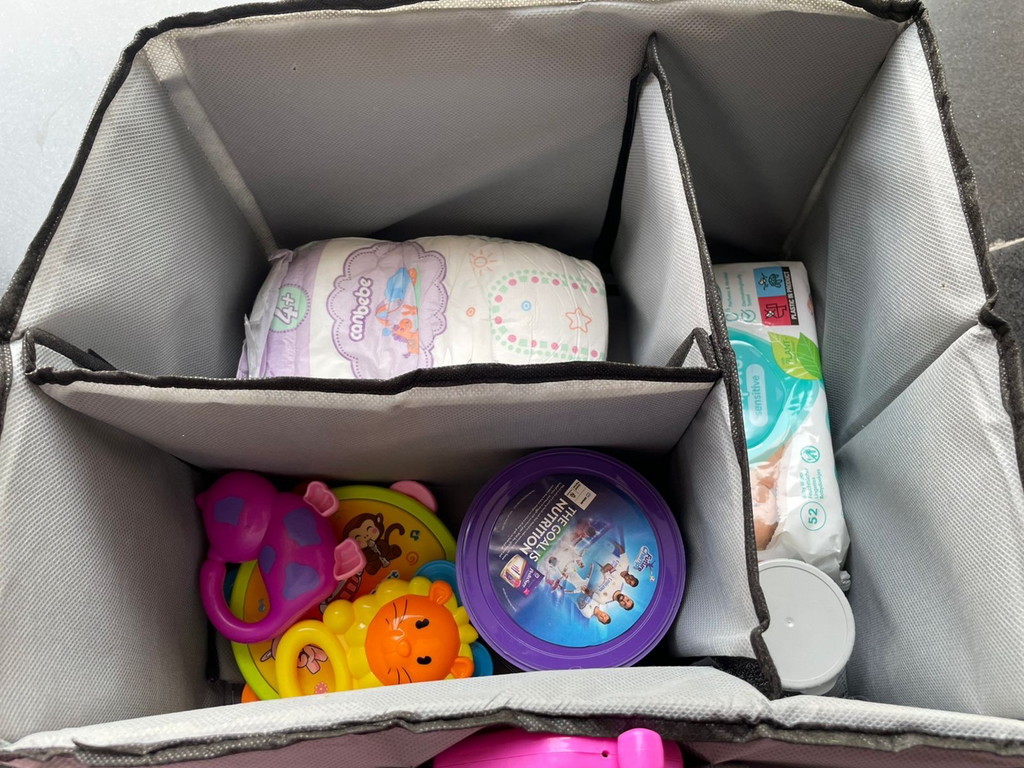 Baby Diaper Caddy Organizer Foldable Felt Storage Bag with Multi