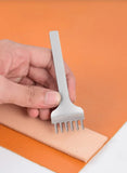 6pcs Leather Punching and Sewing DIY Kit, Manual Operation, with Wood Handle, Steel and Iron Tools Set