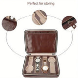 PU Leather Portable Watch Storage Bag with Zip  (8 Slots)