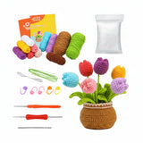 Crochet Tulip Bouquet Kit – 6- Stem Potted Flower DIY Set