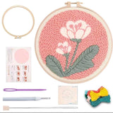 Poke Show Punch Needle Embroidery Kit, Pink Floral Theme