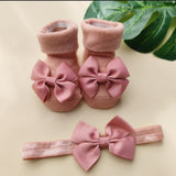 Baby Formal Headband and Socks Set Fancy Chiffon Bow 2pcs