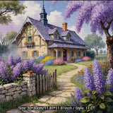 Dreamy Cottage Surrounded by Blossoms Cross-Stitch Kit 30x30cm