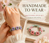 DIY Flower Bracelet Kit - 2pcs Crochet Floral Bracelet Set