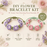 DIY Flower Bracelet Kit - 2pcs Crochet Floral Bracelet Set