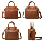 Vintage-Inspired Tote Bag for Women Large Capacity Zipper Closure Durable Shoulder & Crossbody Bag