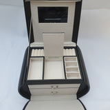 PU Leather Jewellery Box Double Drawers with Mirror