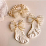 Baby Formal Headband and Socks Set Fancy Chiffon Bow 2pcs