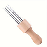 Felting Needle With Eight Needles Tool, Craft Felt Stitch Punch Tool With Solid Wood Handle Felting Eight Needles Tool