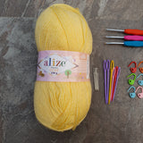 Basic Crochet Beginner Kit with Imported Yarn