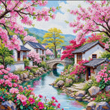 Water Town Spring Scene Cross-Stitch Kit 30x30cm