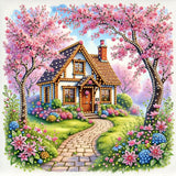 Peach Blossom Cottage Diamond Painting Kit 30x30cm