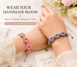 DIY Flower Bracelet Kit - 2pcs Crochet Floral Bracelet Set