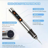 Engraving Pen Kit with 30 Bits & Stencils – Cordless USB Rechargeable Wood Metal Resin Carving Tool, Beginner-Friendly DIY Gift