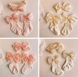 Baby Formal Headband and Socks Set Fancy Chiffon Bow 2pcs