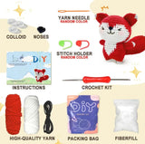 Fox Crochet Kit for Beginners - All-in-One Complete Crochet Set with Yarn, Hook, Pattern & Video Tutorial