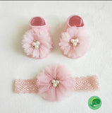 Baby Formal Headband and Socks Set Fancy Chiffon Bow 2pcs