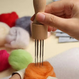 Felting Needle With Eight Needles Tool, Craft Felt Stitch Punch Tool With Solid Wood Handle Felting Eight Needles Tool