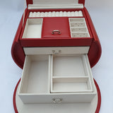 PU Leather Jewellery Box Double Drawers with Mirror