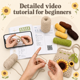 Sunflower Crochet Crossbody Bag – Light Beige | Beginner DIY Yarn Kit with Hook & Tutorial