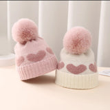 Newborn Infant Pompom Baby Cap Heart Printed