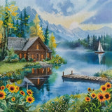 Lakeside Cottage Landscape Cross-Stitch Kit 36x36cm