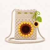 Sunflower Crochet Crossbody Bag – Light Beige | Beginner DIY Yarn Kit with Hook & Tutorial