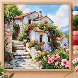 Mediterranean Rose Cottage Cross-Stitch Kit 36x36cm