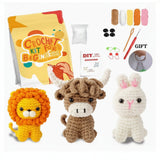 Bull, Lion & Bunny Crochet DIY Amigurumi Set (3pc)